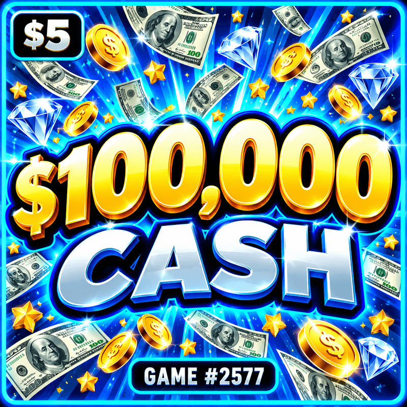 $100,000 Cash — illustration, not the actual ticket