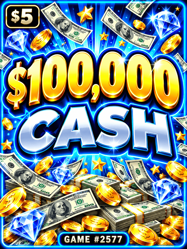 $100,000 Cash — illustration, not the actual ticket