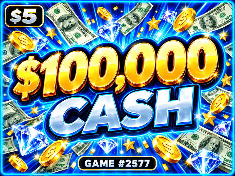 $100,000 Cash — illustration, not the actual ticket