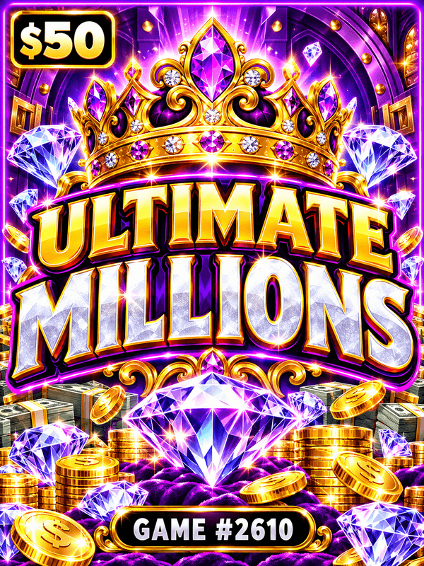 Ultimate Millions — illustration, not the actual ticket