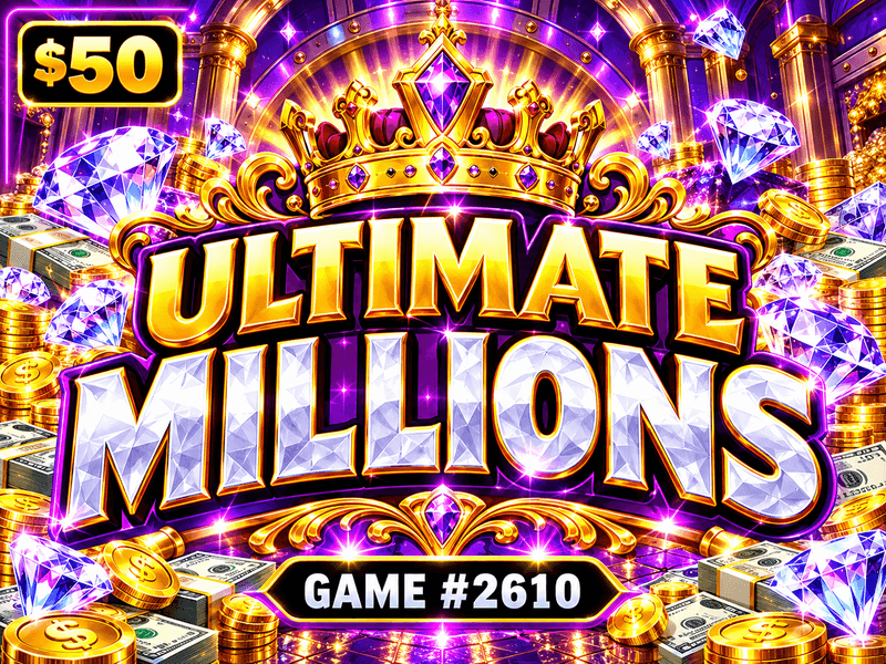 Ultimate Millions — illustration, not the actual ticket