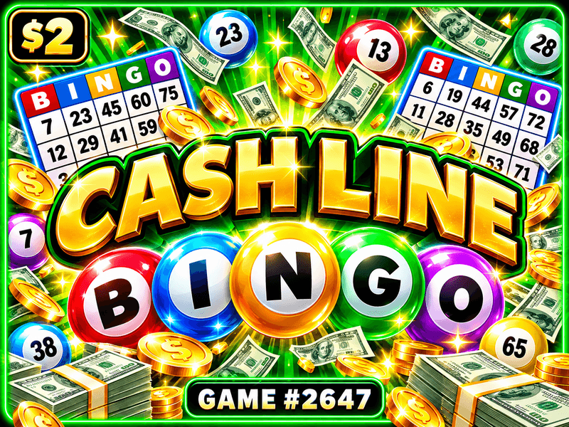 Cash Line Bingo — illustration, not the actual ticket