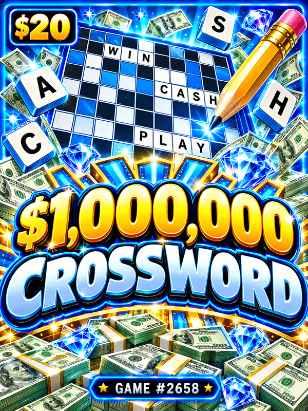 $1,000,000 CROSSWORD — illustration, not the actual ticket
