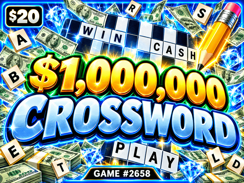 $1,000,000 CROSSWORD — illustration, not the actual ticket