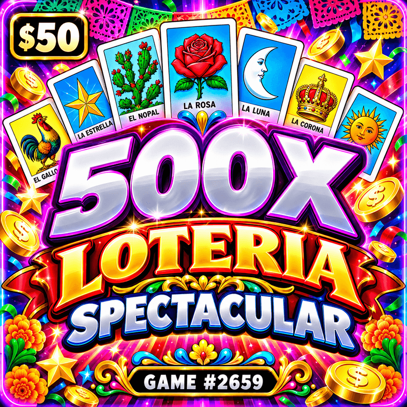 500X Loteria Spectacular — illustration, not the actual ticket