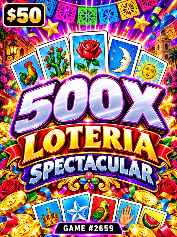 500X Loteria Spectacular — illustration, not the actual ticket