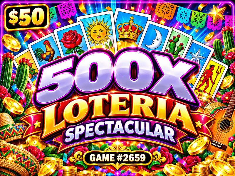 500X Loteria Spectacular — illustration, not the actual ticket