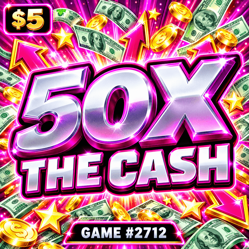 50X The Cash — illustration, not the actual ticket