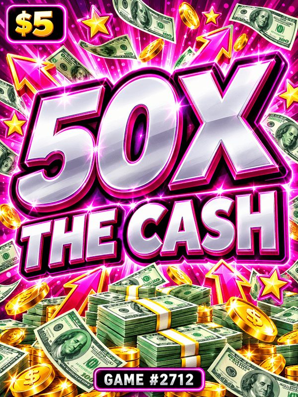 50X The Cash — illustration, not the actual ticket
