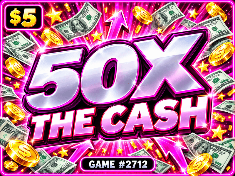 50X The Cash — illustration, not the actual ticket