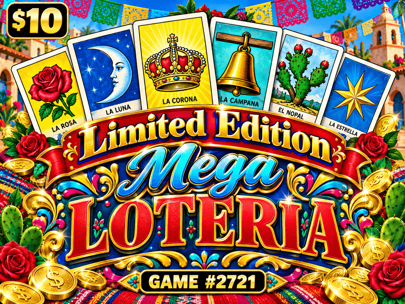 Limited Edition Mega Loteria — illustration, not the actual ticket