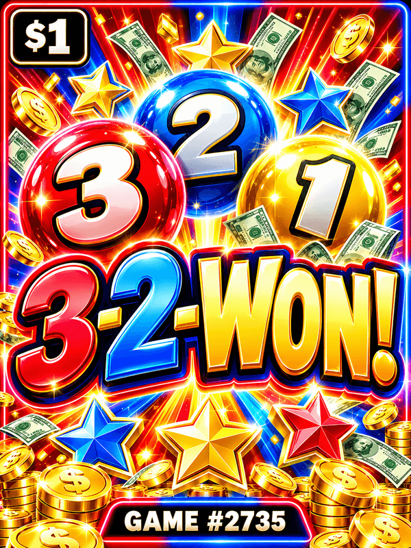 3-2-Won! — illustration, not the actual ticket