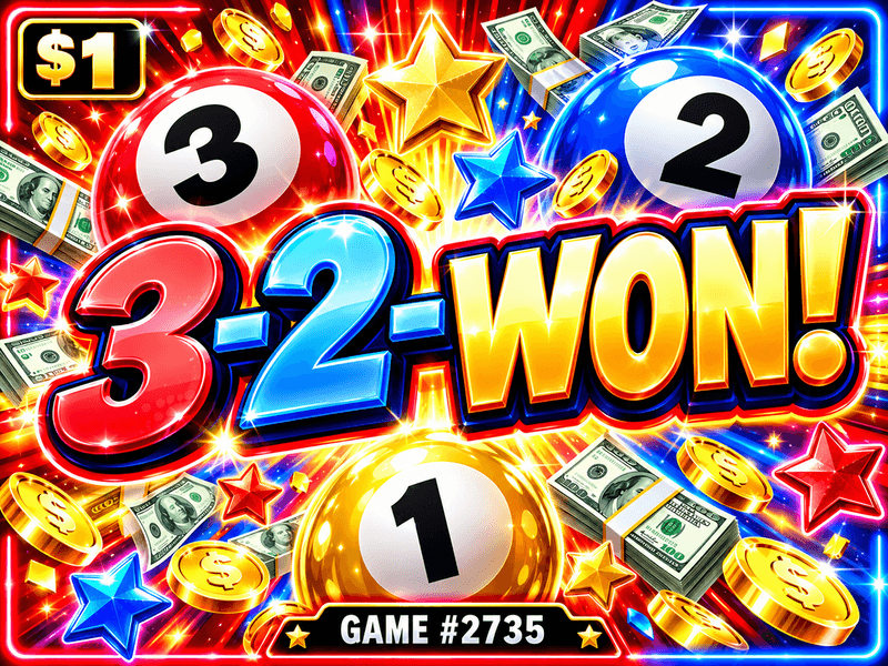 3-2-Won! — illustration, not the actual ticket