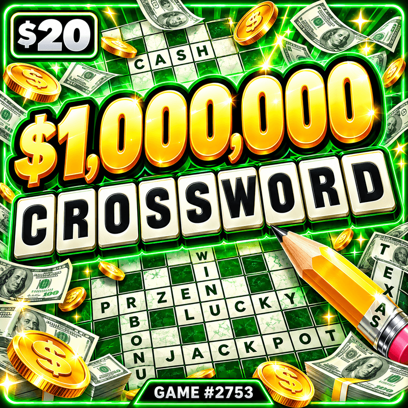 $1,000,000 Crossword — illustration, not the actual ticket