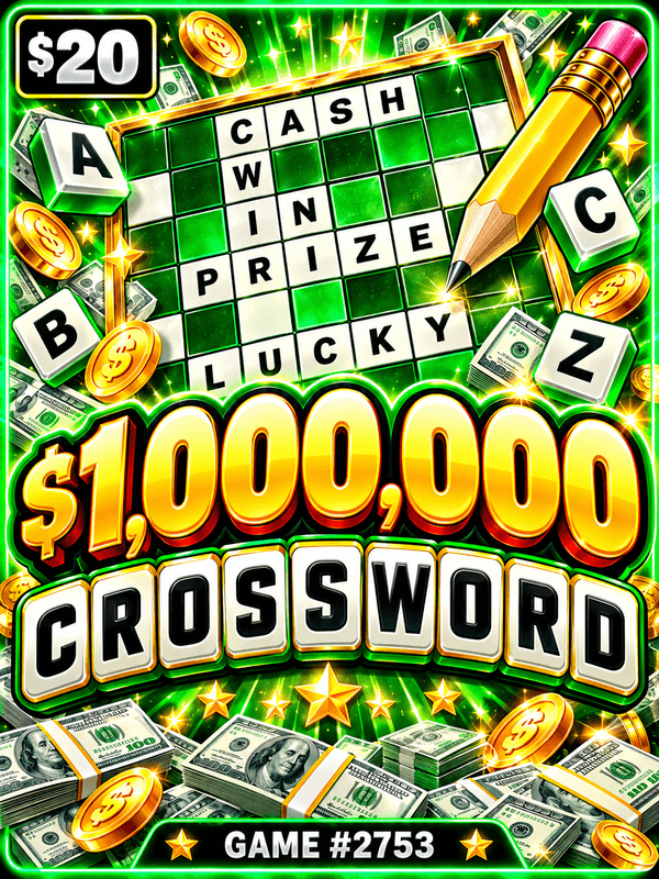 $1,000,000 Crossword — illustration, not the actual ticket
