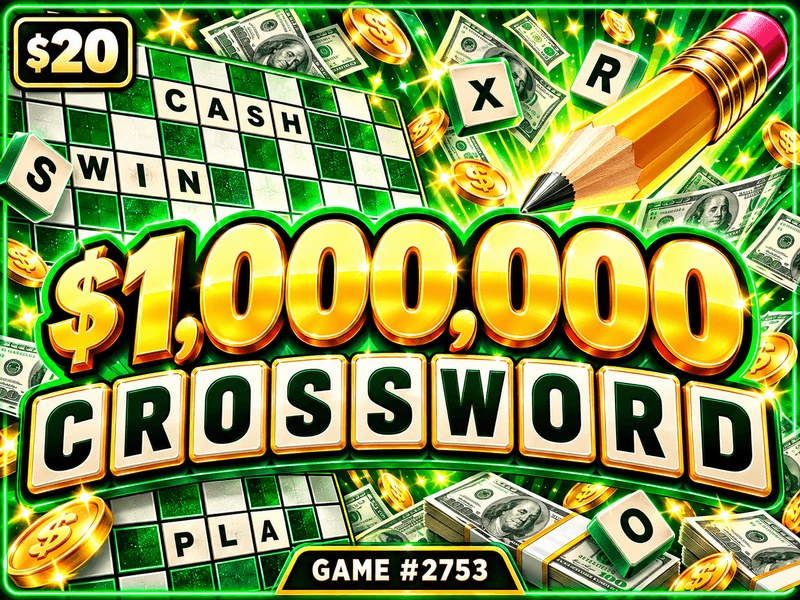 $1,000,000 Crossword — illustration, not the actual ticket